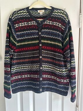 Talbots Vintage 90’s Silk Blend Fair Isle Cardigan